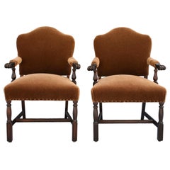 1 of 3 Pairs of 1920's Mohair Armchairs