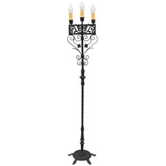Antique Wrought Iron 3-light Torchiere circa 1920's
