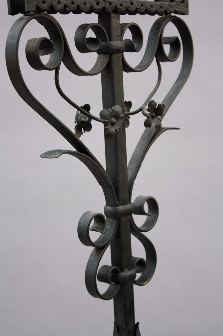 20th Century Antique Wrought Iron 3-light Torchiere circa 1920's
