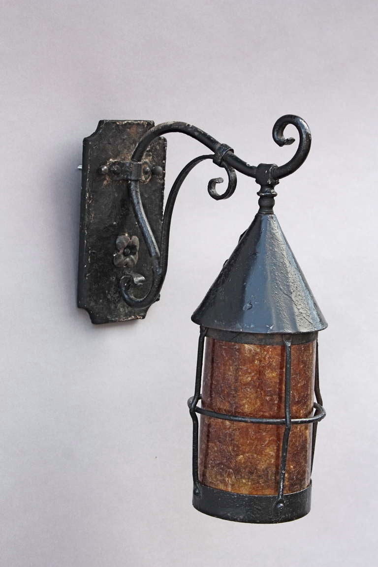 Tudor Antique Wrought Iron And Mica Exterior Lantern