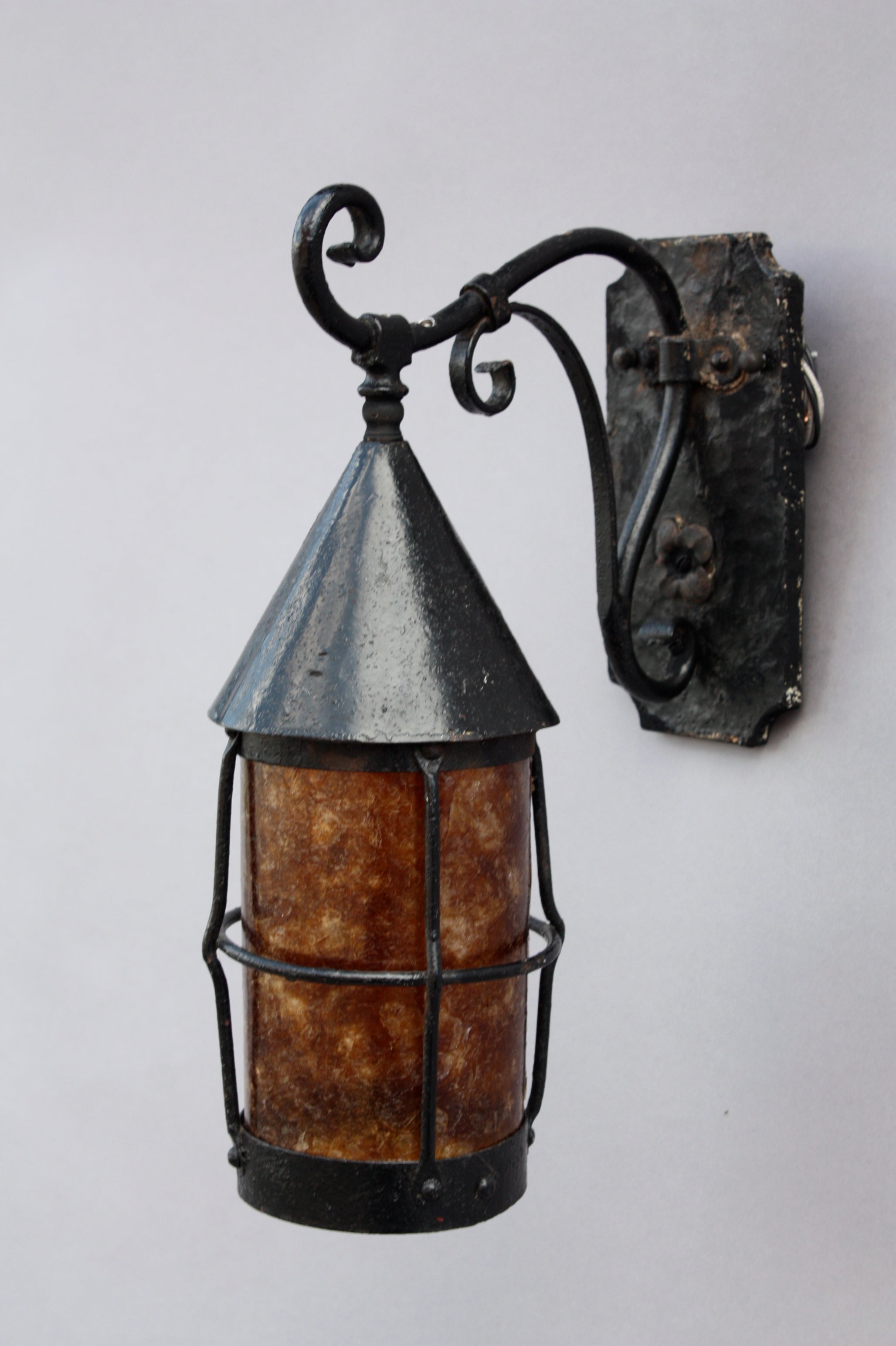 Antique Wrought Iron And Mica Exterior Lantern