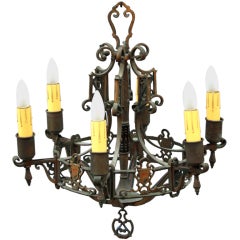 Antique Bronze Polychrome Chandelier