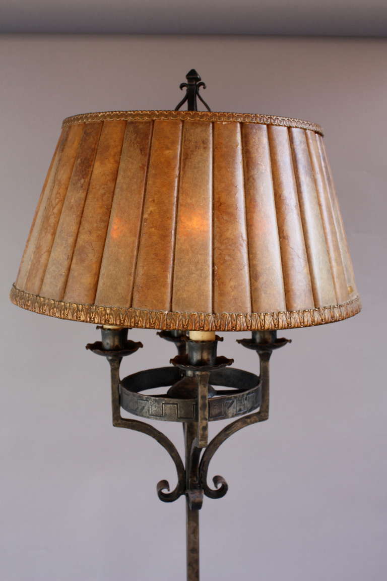 American 1920s Outstanding Wrought Iron Floor Lamp