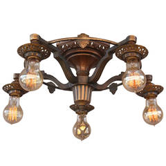 Handsome 1920s Five-Light Ceiling Mount