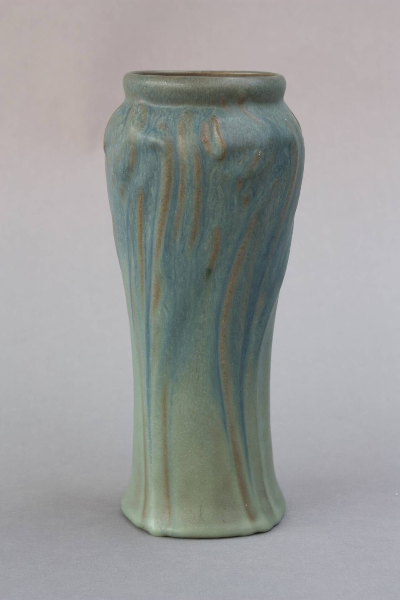 Beautiful dated Van Briggle vase with dark, rich glaze.  It is dated on the bottom, 1919.  It is in fine condition with no chips, cracks, or repairs.