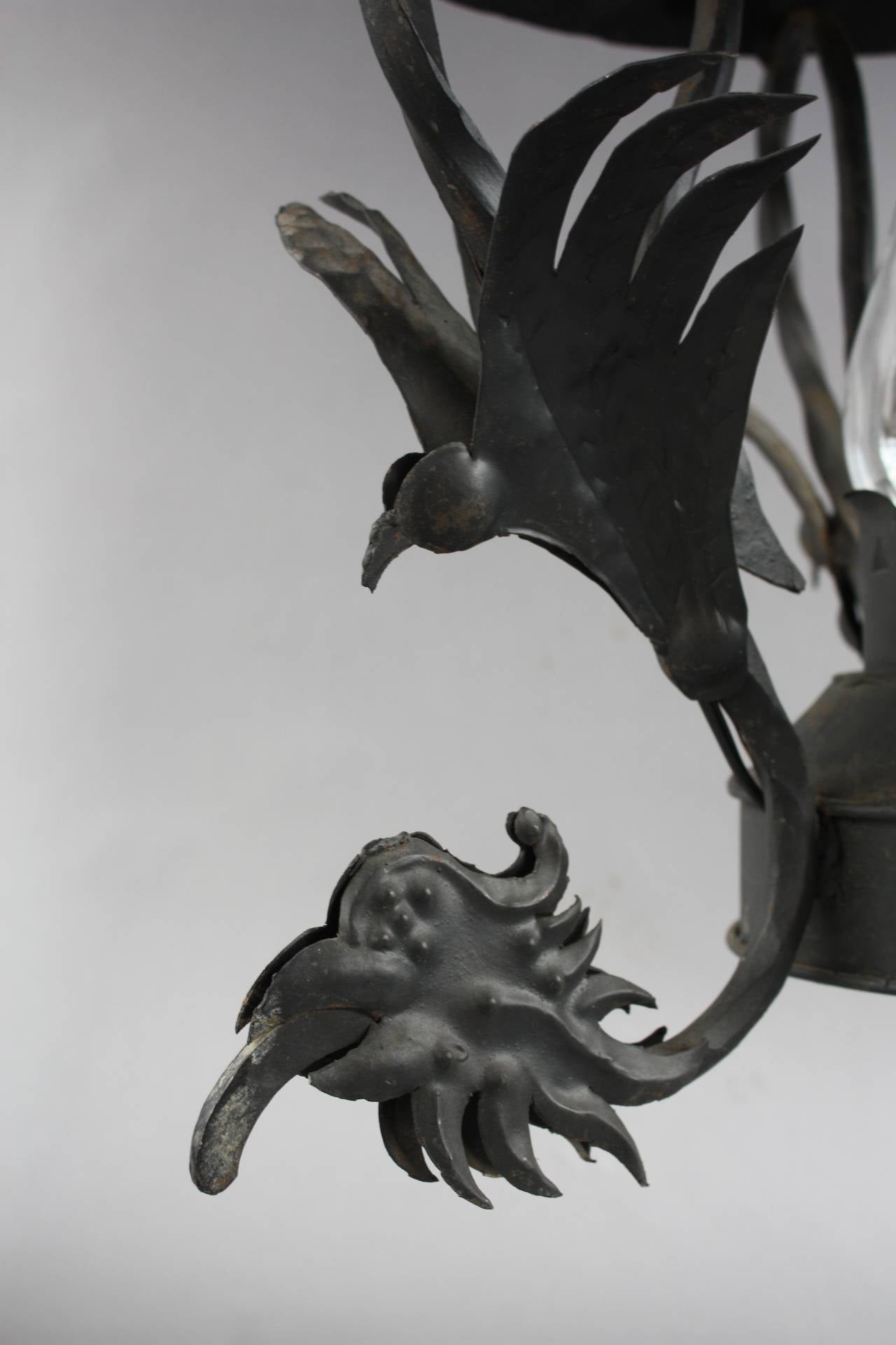 North American Wonderful Wrought Iron Fixture with Griffin Motif