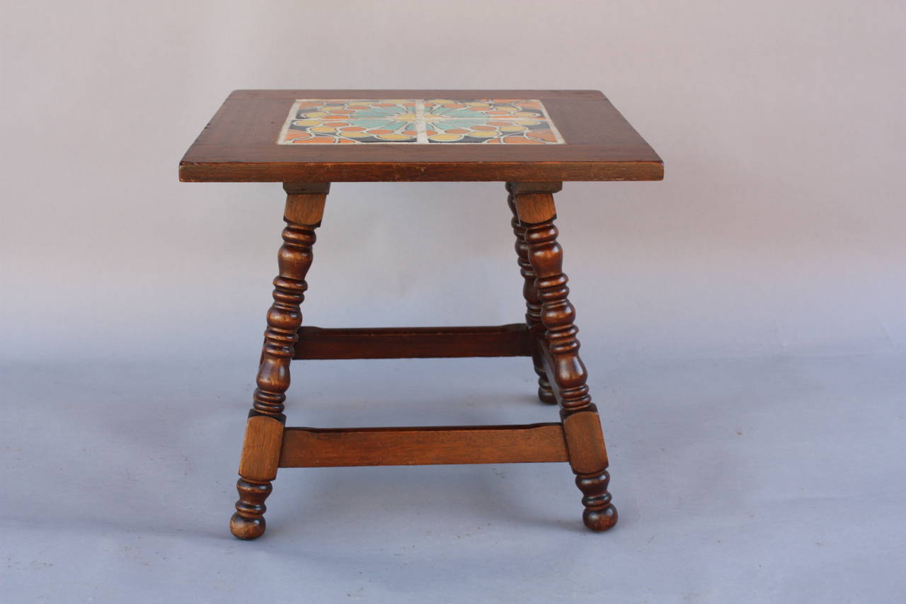 North American Antique California Tile Table Made by Hispano Moresque