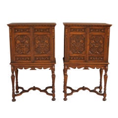 Pair of Elaborately Carved 1920's Cabinets