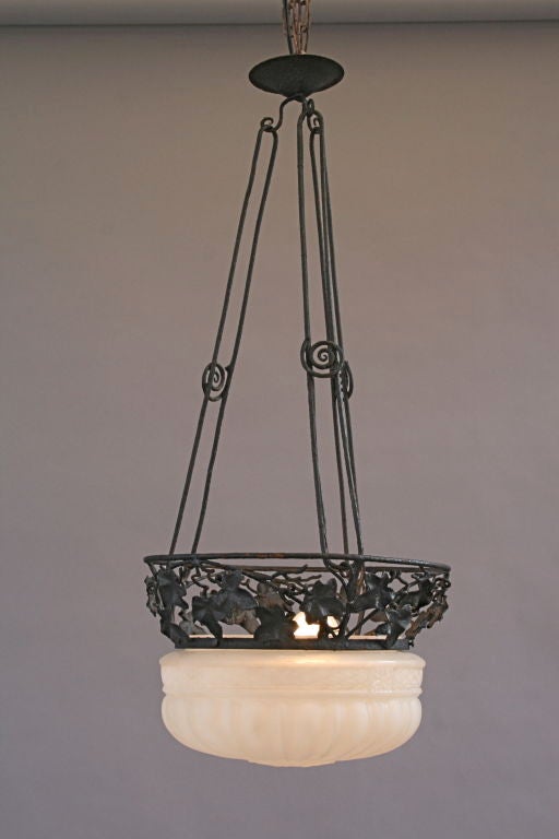 Wrought Iron Deco Chandelier For Sale 1