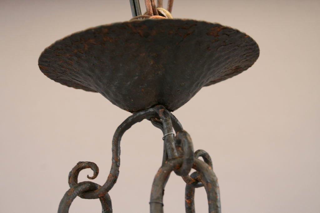 Wrought Iron Deco Chandelier For Sale 2