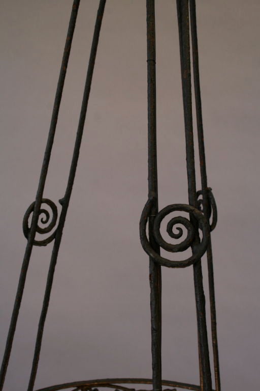 Wrought Iron Deco Chandelier For Sale 5