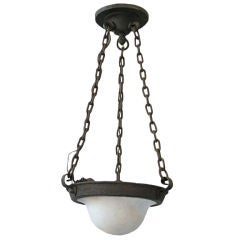 Early Cast Bronze and Alabaster Light Fixture
