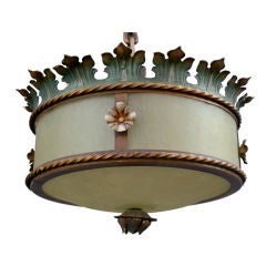 Original 1920's Glass Ceiling-mount Fixture