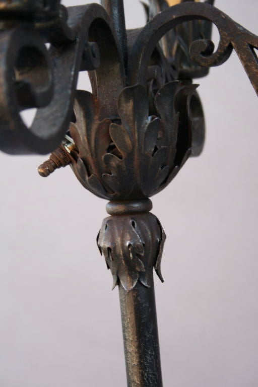 Pair 1920's Wrought Iron Torchieres