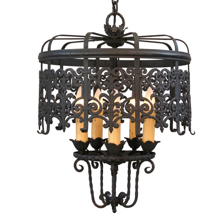 Five Light Spanish Revival Chandelier