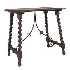 Carved Walnut Spanish Side Table