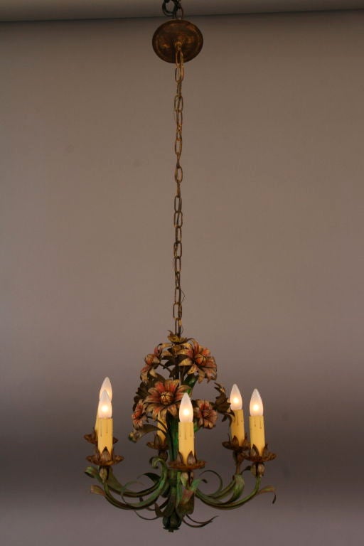 Italian Floral Tole Chandelier 1