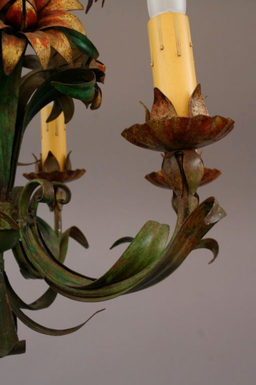 Italian Floral Tole Chandelier 6