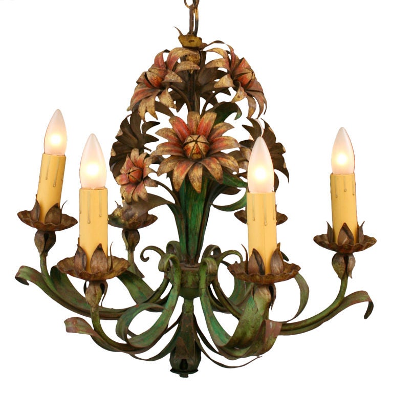 Italian Floral Tole Chandelier