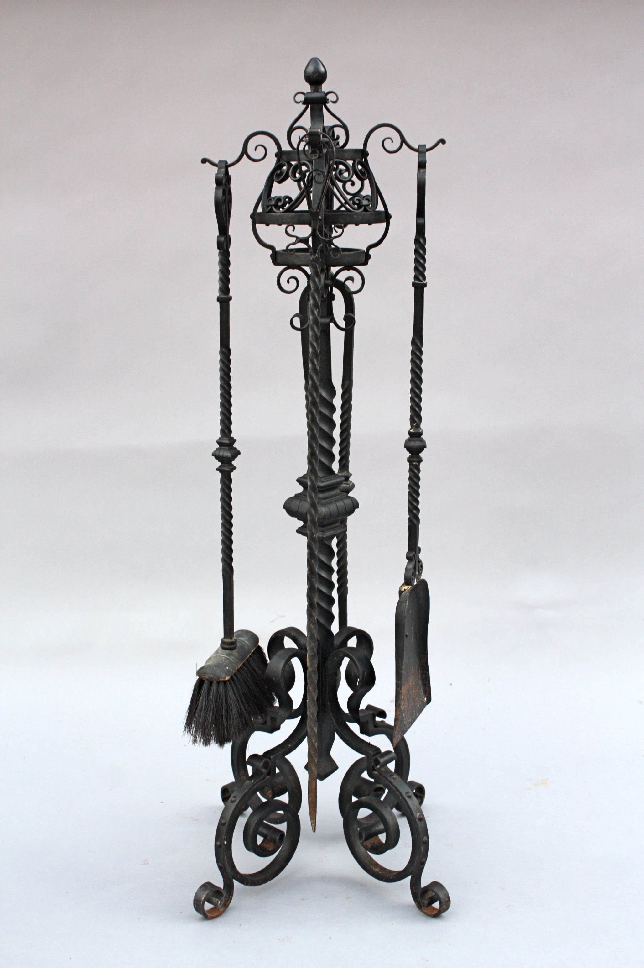 Antique Ornate Wrought iron Fire Tool Set at 1stDibs
