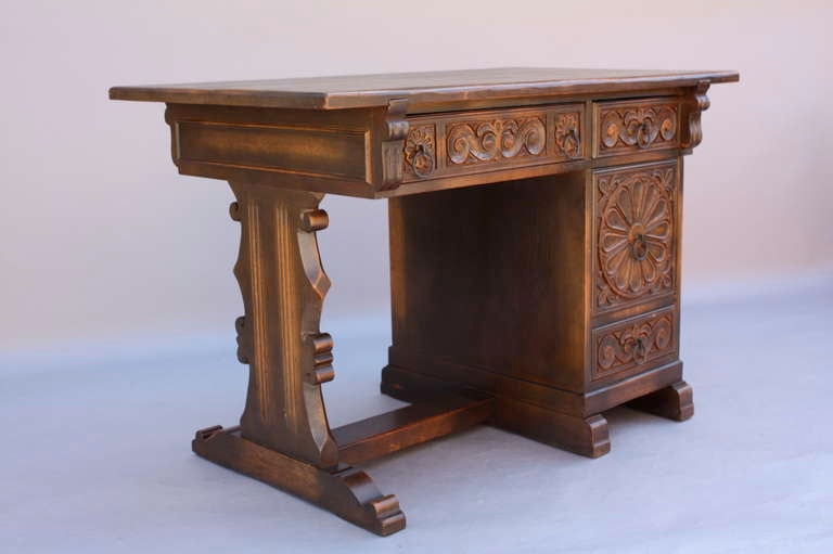 Spanish Revival Carved Desk In Good Condition In Pasadena, CA