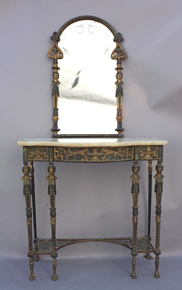 Antique Neoclassical Style Console And Mirror