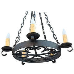 1920s Simple Wrought Iron Chandelier
