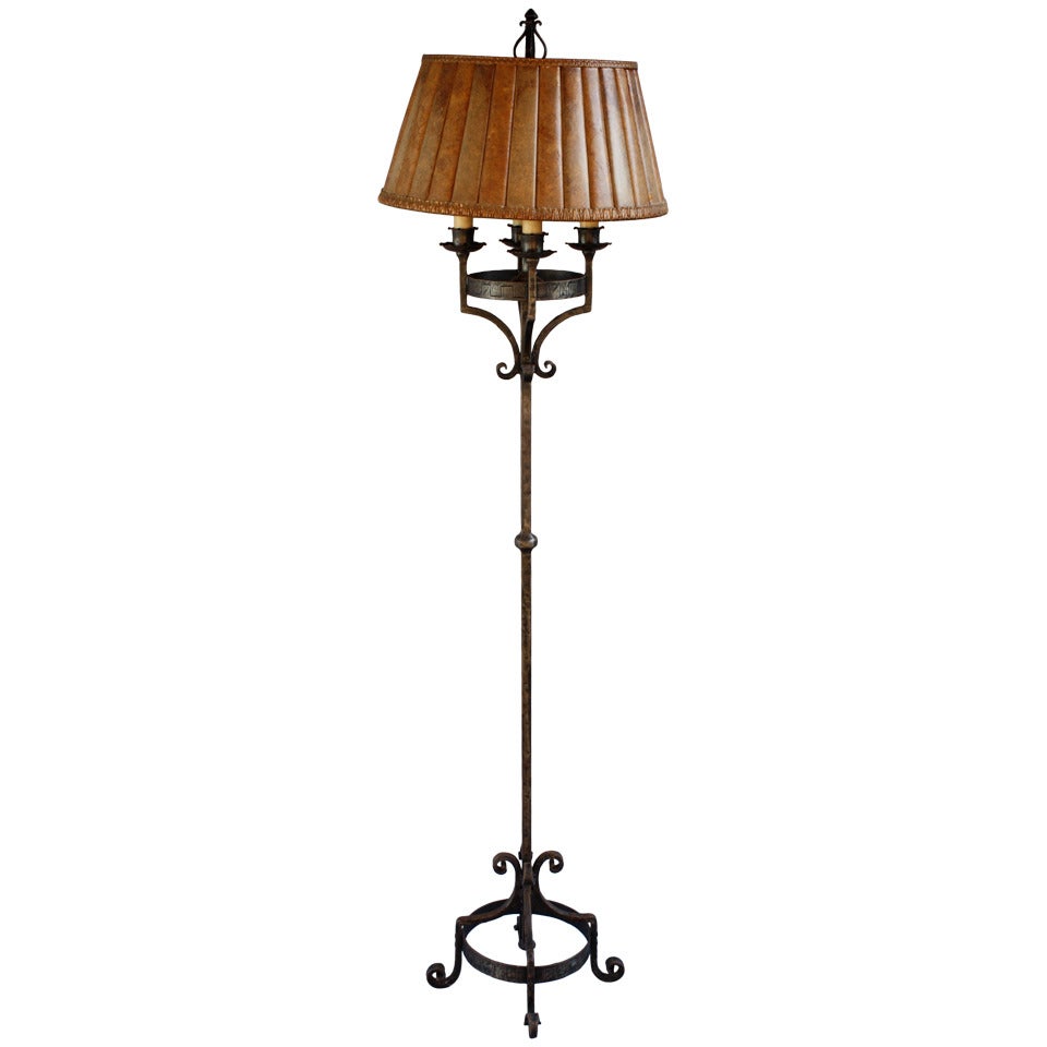 1920s Outstanding Wrought Iron Floor Lamp