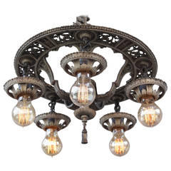 Antique Graceful 1920s Downlight Chandelier