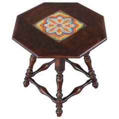 Antique California Tile Side Table or Drink Stand