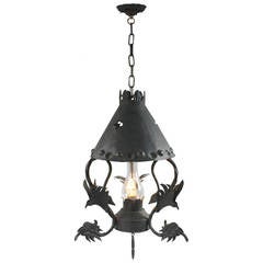 Wonderful Wrought Iron Fixture with Griffin Motif