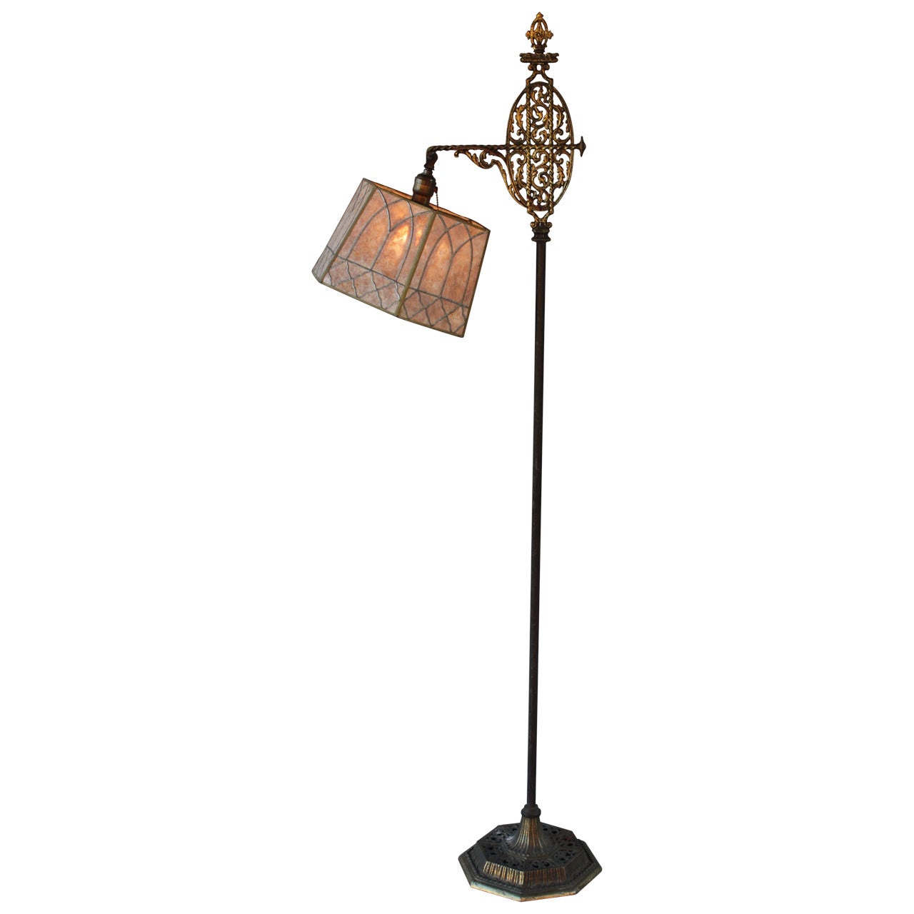 1920s Bridge Lamp with Original Mica Shade