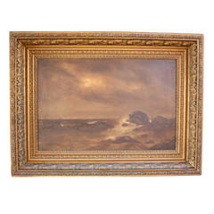 19th Century Oil Painting of Coast by P.F. Lund