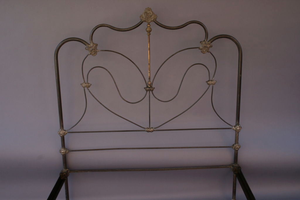 20th Century Turn-of-the-Century Brass and Iron Double/Full Bed Frame