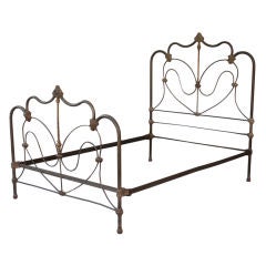 Antique Turn-of-the-Century Brass and Iron Double/Full Bed Frame