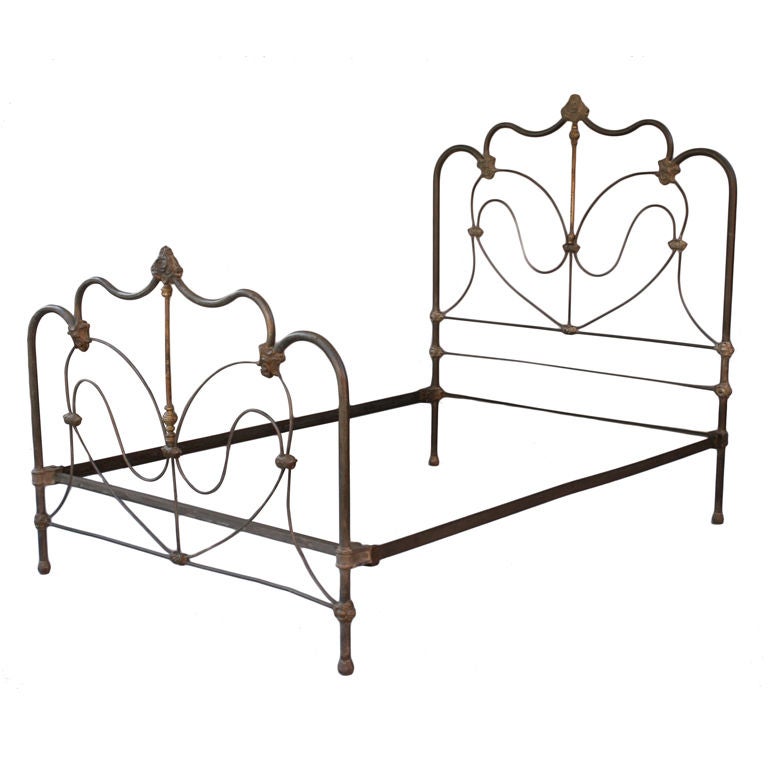 Turn-of-the-Century Brass and Iron Double/Full Bed Frame