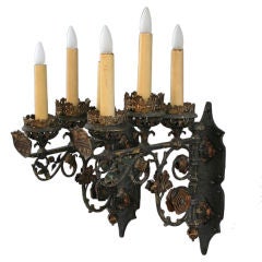 Antique Magnificent Pair of Bronze Cast Sconces