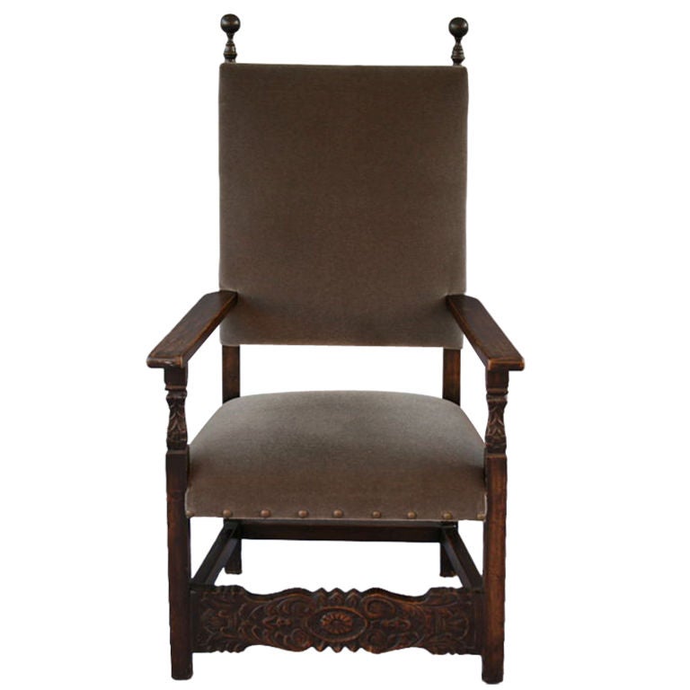 Large Scale Spanish Revival Throne Chair, C. 1920's For Sale