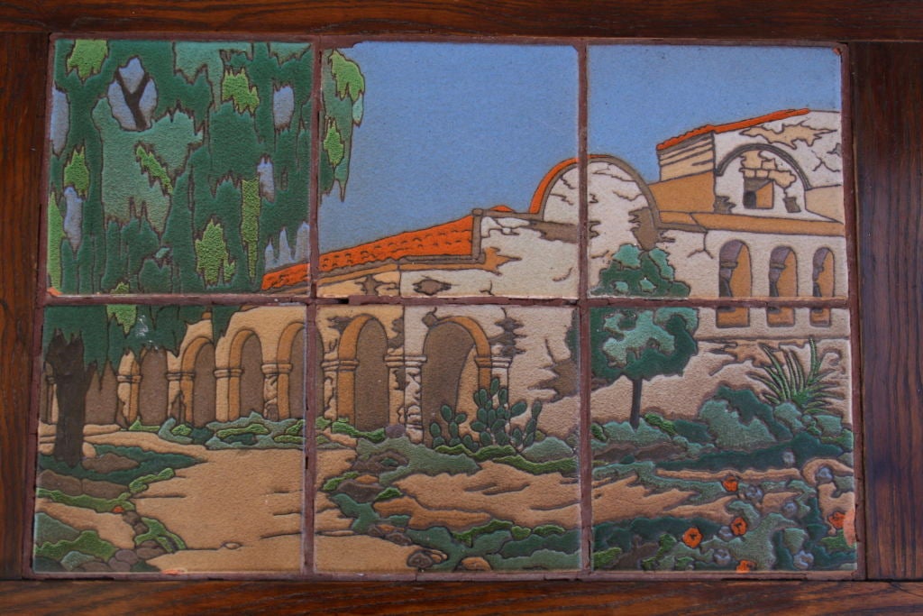 Beautiful and rare tile mural by Taylor tile of Mission San Juan Capistrano.