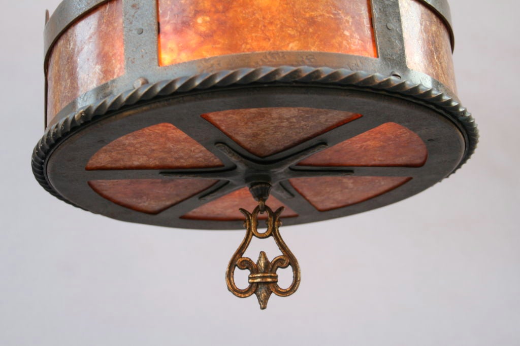 American Rare 1920's Mica-lined Ceiling Fixture