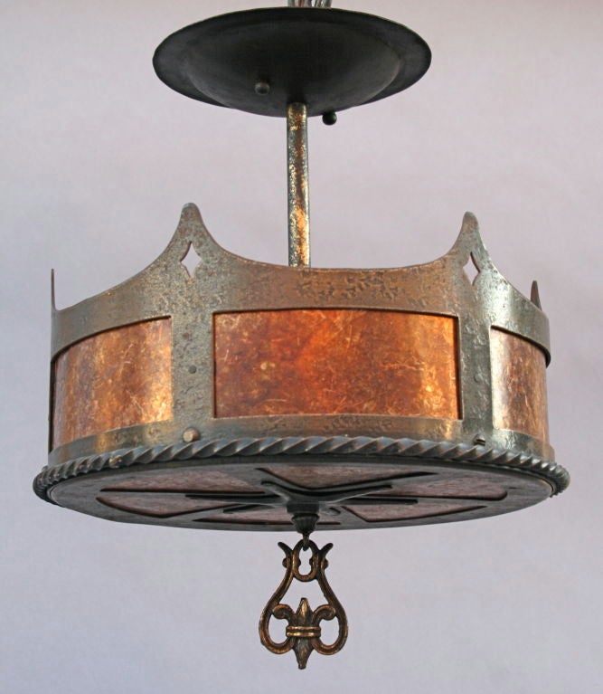 20th Century Rare 1920's Mica-lined Ceiling Fixture