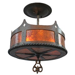 Rare 1920's Mica-lined Ceiling Fixture