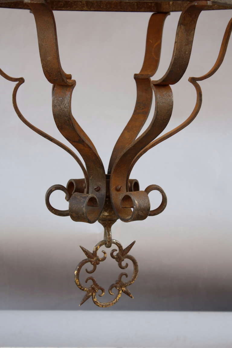 Large & Dramatic Iron & Mica Spanish Revival Pendant In Excellent Condition In Pasadena, CA