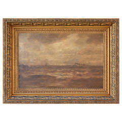 19th Century Seascape with Steam Ship by P F Lund