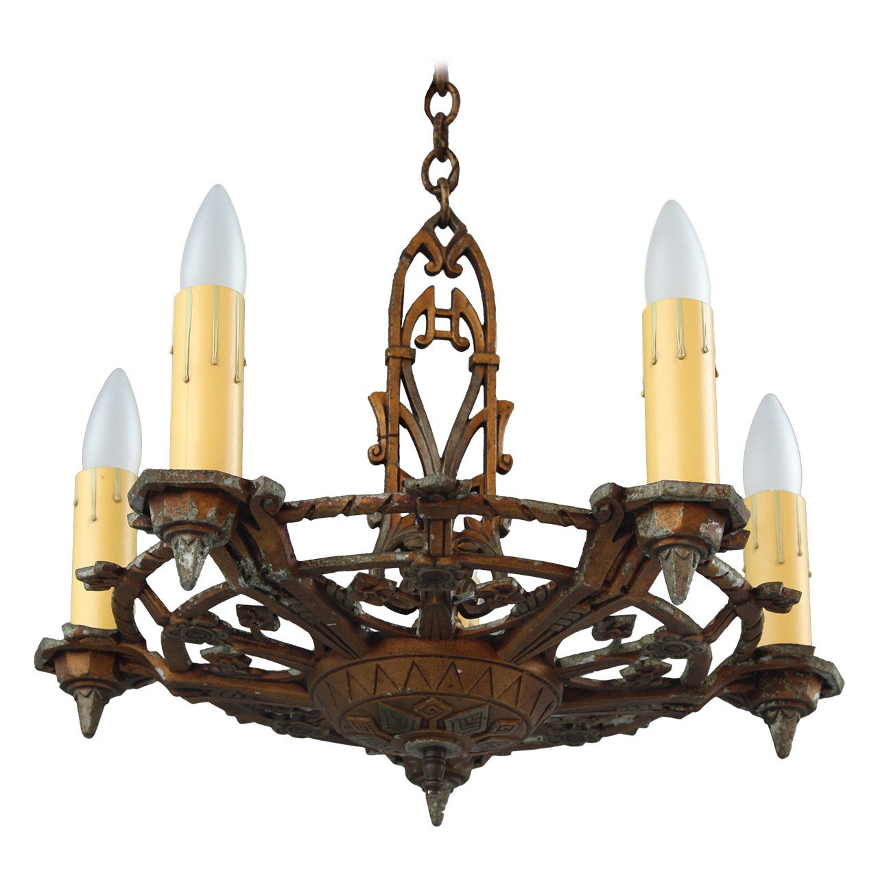 1920s Two-Toned Chandelier For Sale