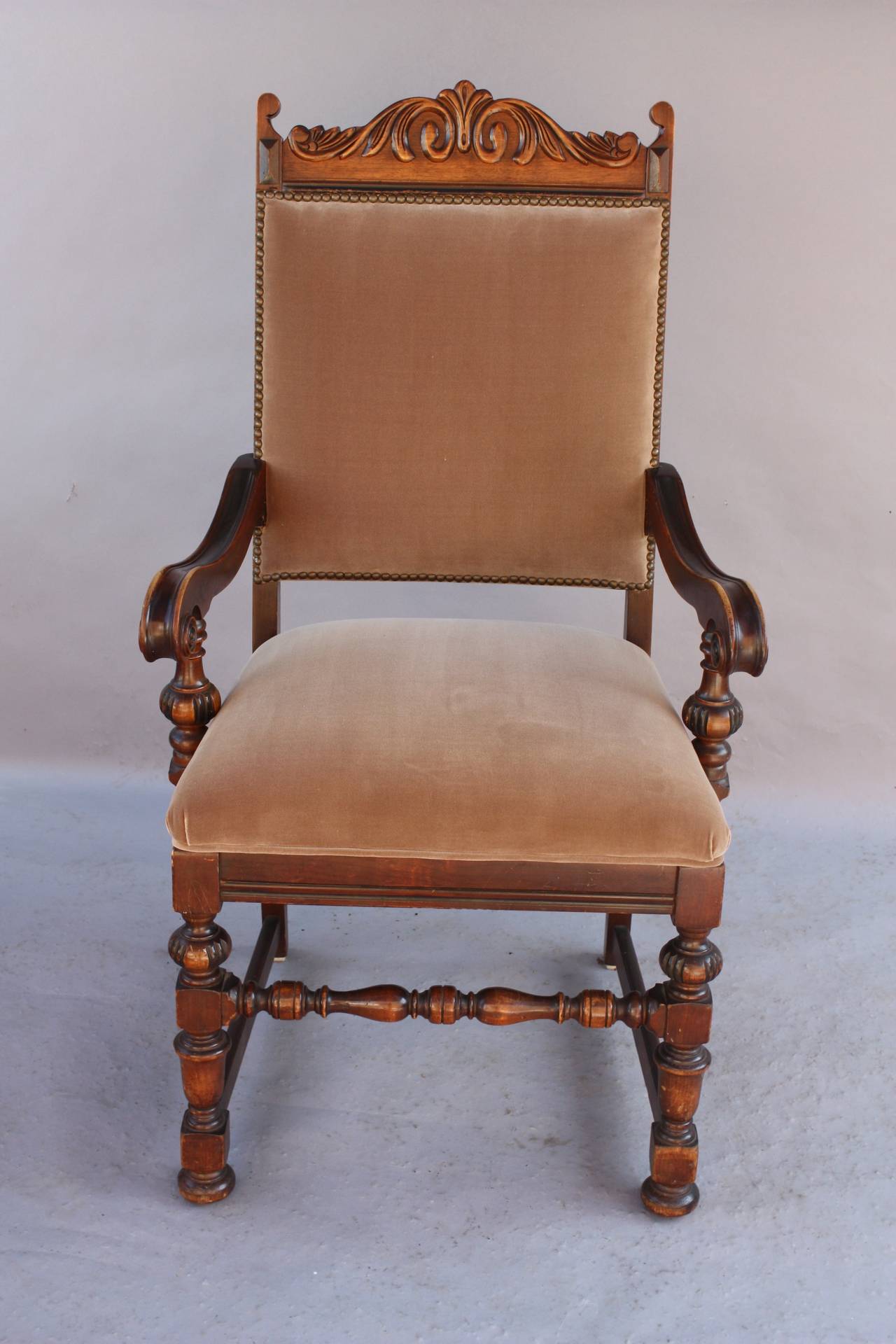Circa 1920's armchair with velvet upholstery. 45