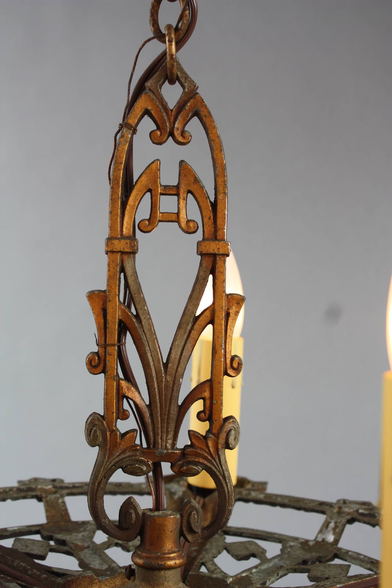 1920s Two-Toned Chandelier For Sale 2