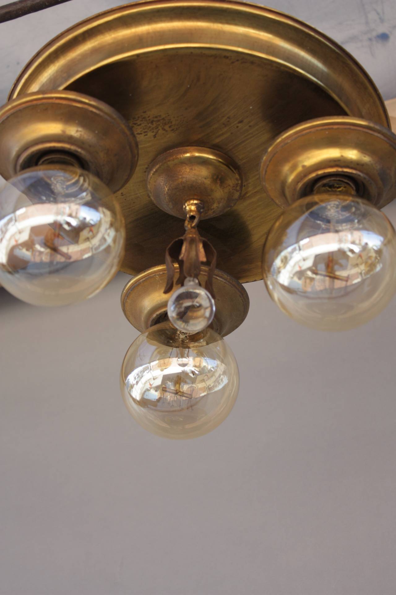 3Light 1920's Flush Mount Ceiling Light Fixture. at 1stdibs