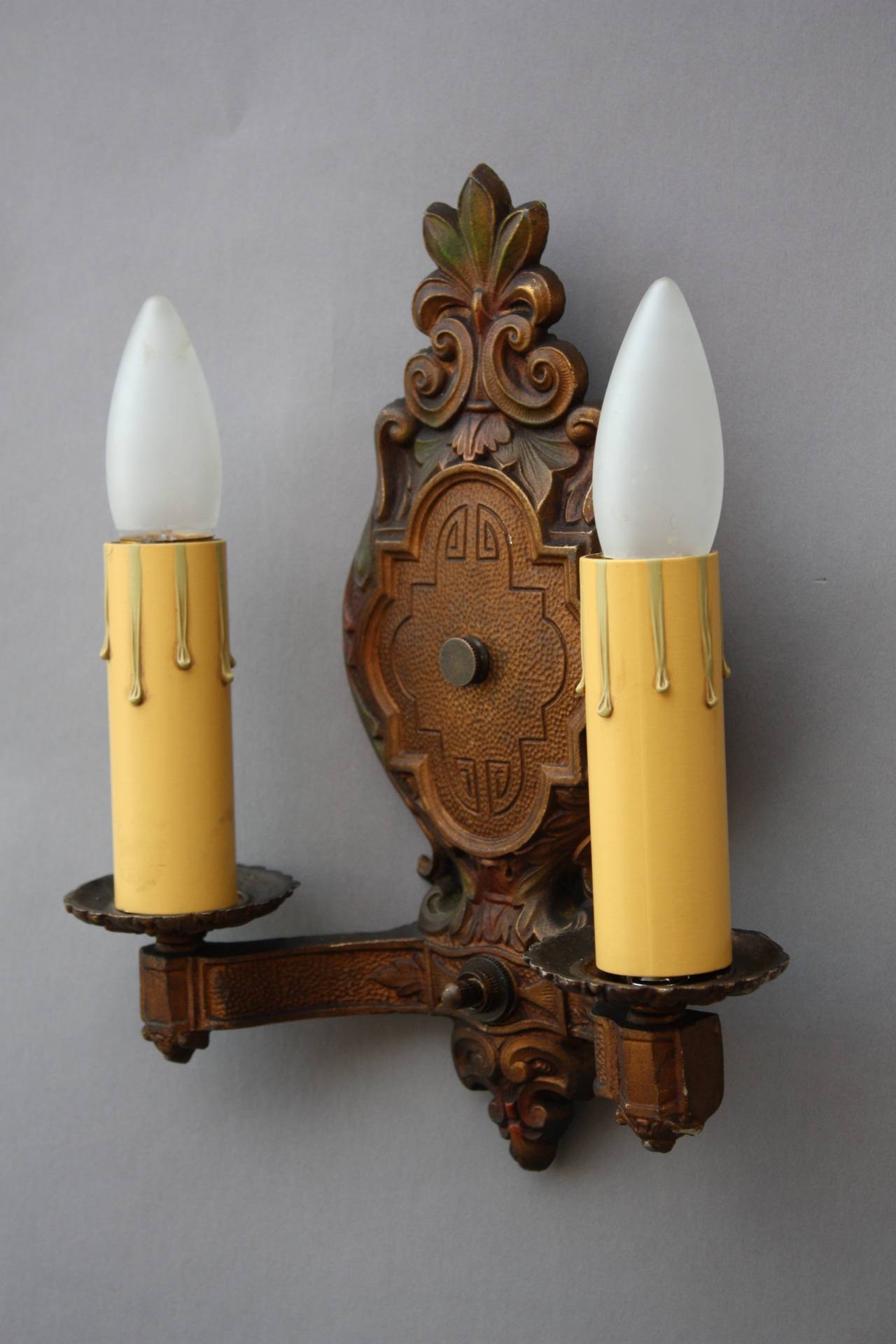 Pair of 1920s Double Sconces For Sale 1