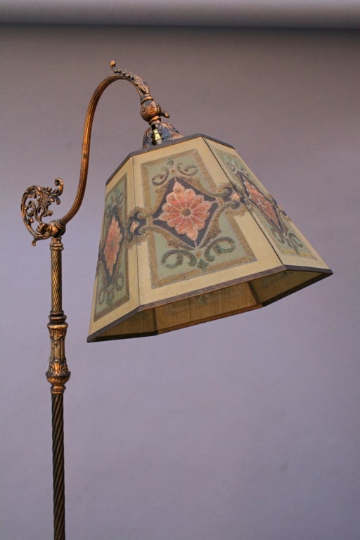 Bridge Lamp With Metal Mesh Shade at 1stdibs